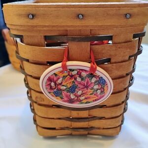 Handcrafted Brown Woven Basket with Floral Accent
